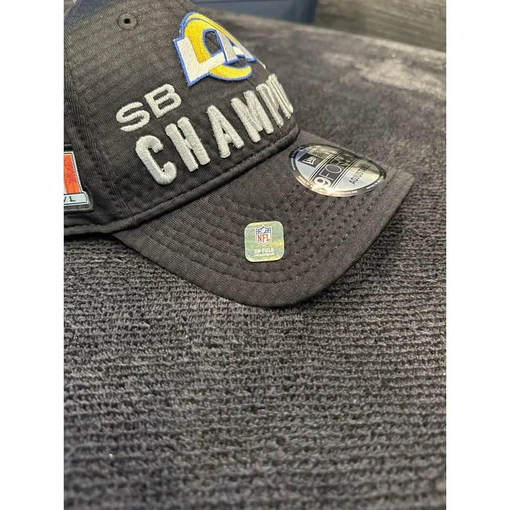 NWT‎ New Era 9Forty Super Bowl LVI Champions Los Angeles Rams Snapback Hat Black
